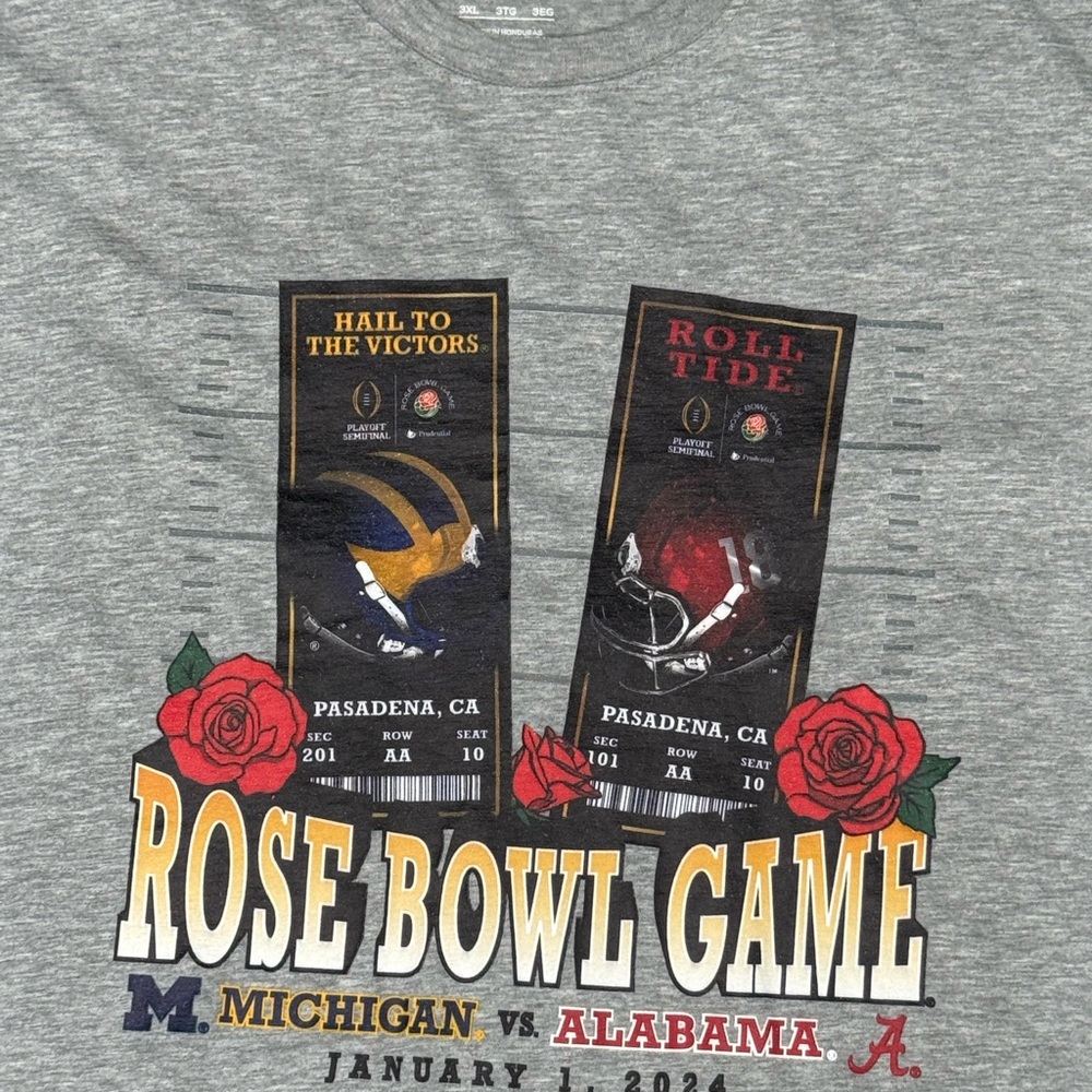 Rose Bowl Game T-Shirt Michigan vs Alabama 2024 - Picture 3 of 5